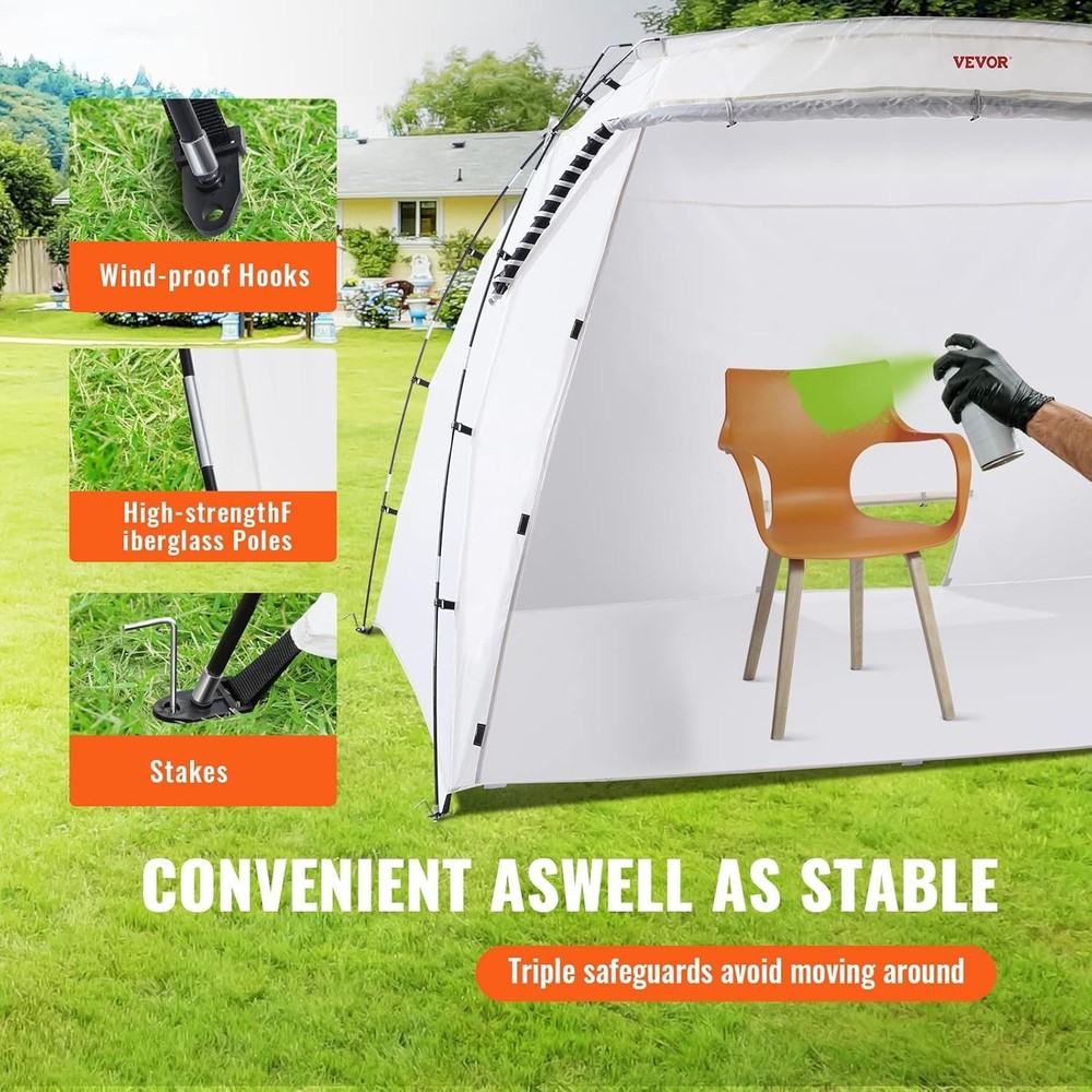 Extra Large Spray Paint Shelter – Quick Setup & Windproof Hooks for Crafts