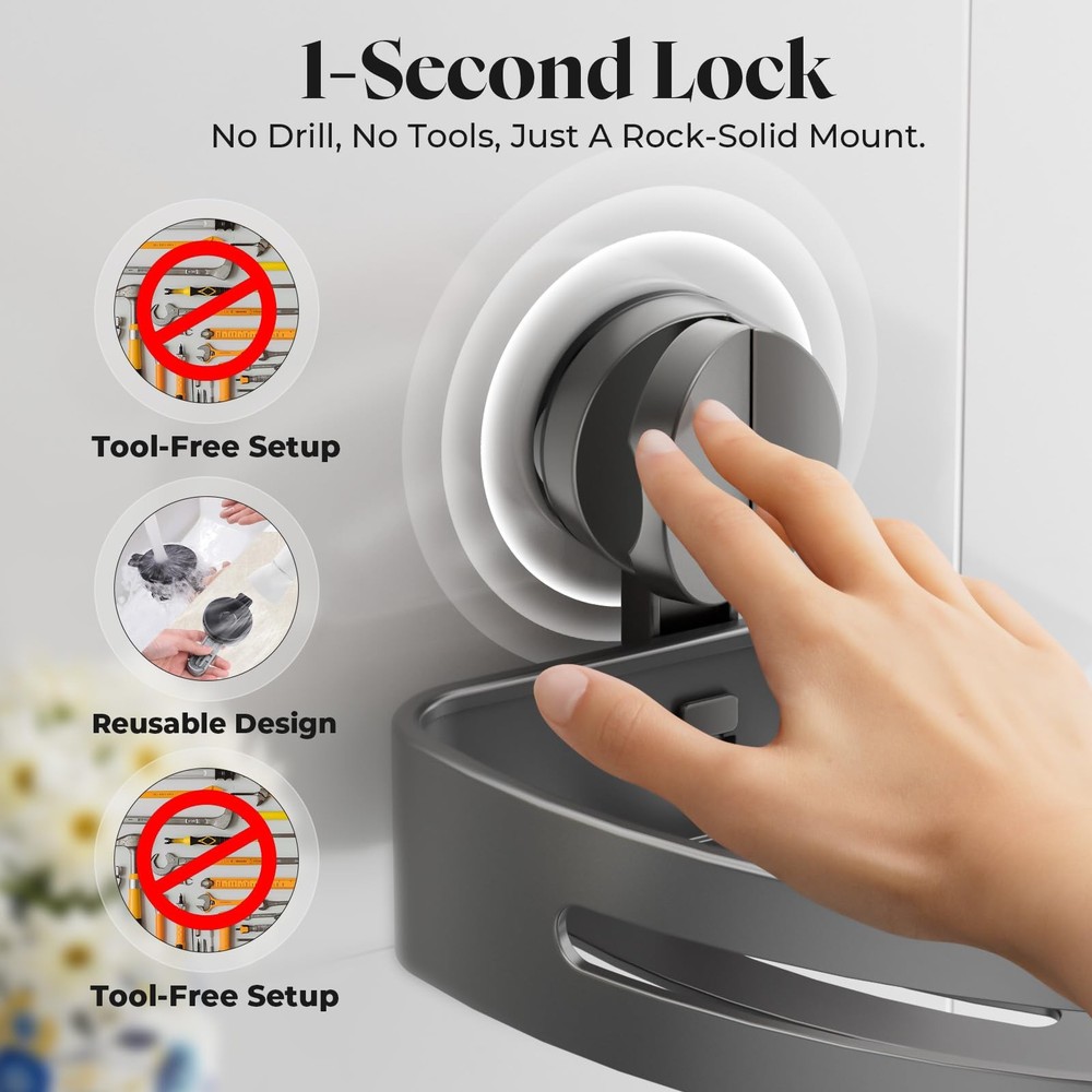 Bathroom Shower Caddy, Suction Cup Corner Shelf,2 Packs Rustproof Wall Mounte...