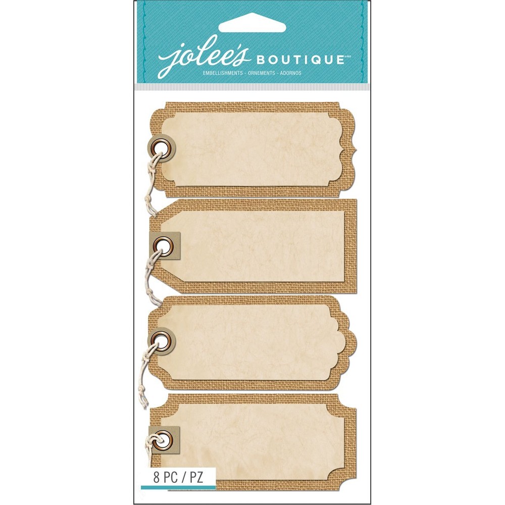 JOLEE'S BOUTIQUE Burlap Tags with Twine - 8pcs