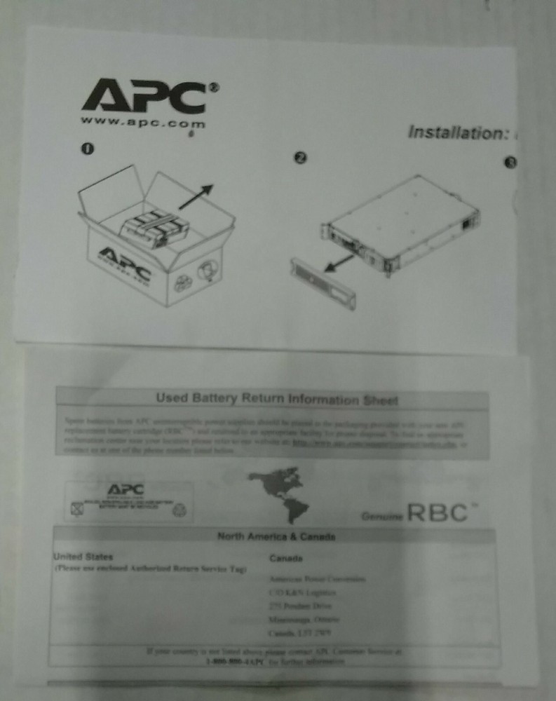 APC UPS Replacement Battery Cartridge P/N RBC4