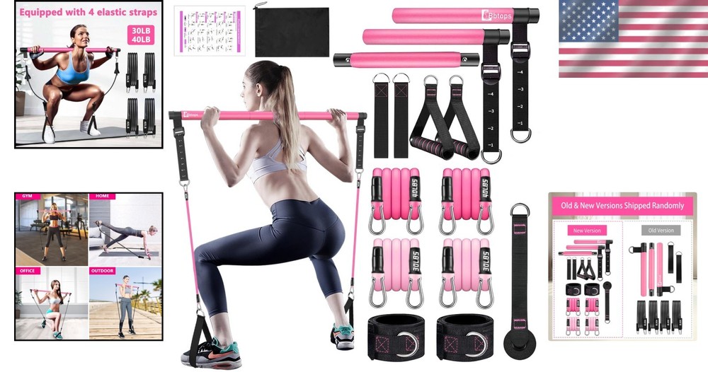 Versatile Pilates Bar Kit with Stackable Resistance Bands for Full Body Workouts