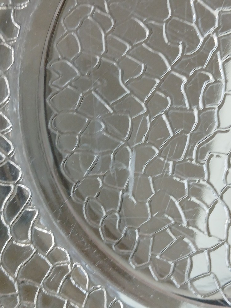 2 Octagonal Shaped 1930's Smith Crackle Clear Glass Plates 8.2"