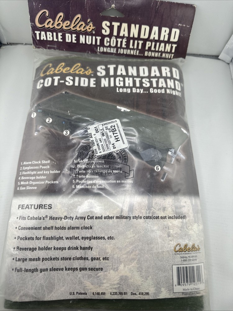 Cabela’s Outfitter Standard Cot- Side Nightstand New In Pkg