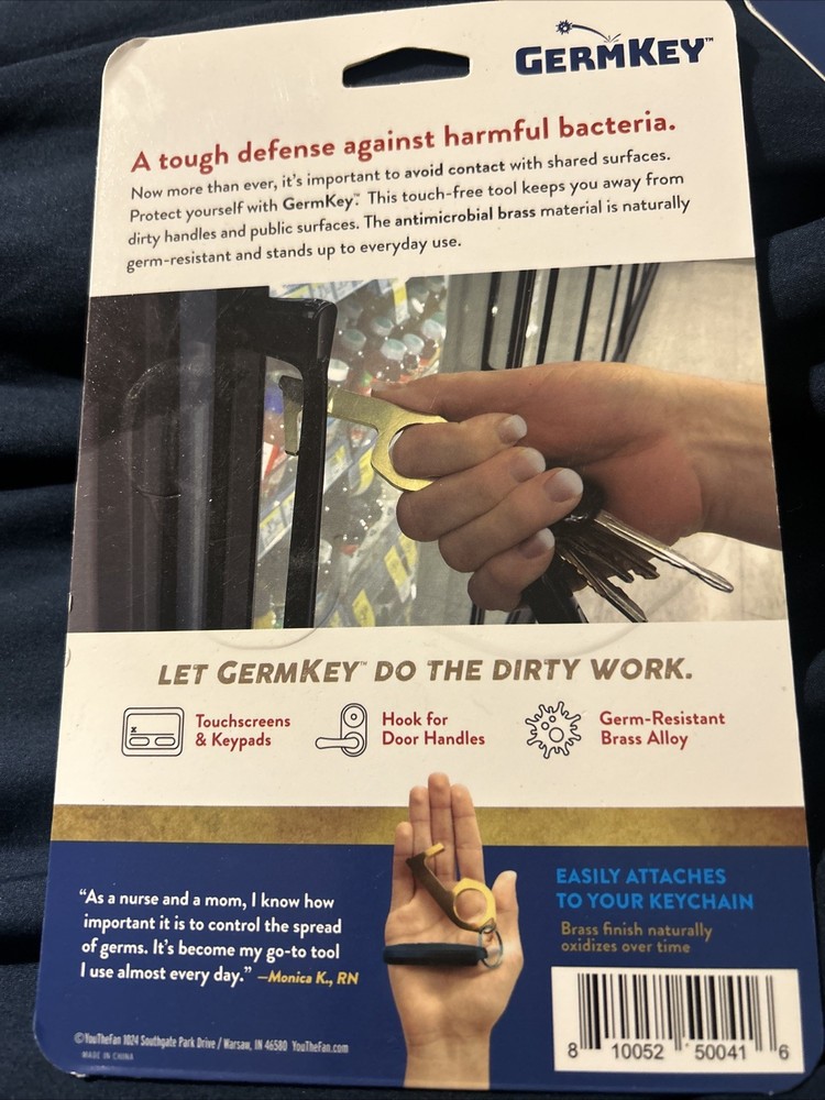 Germ Key - Solid Brass Antimicrobial GermKey - Touch Tool - New in package