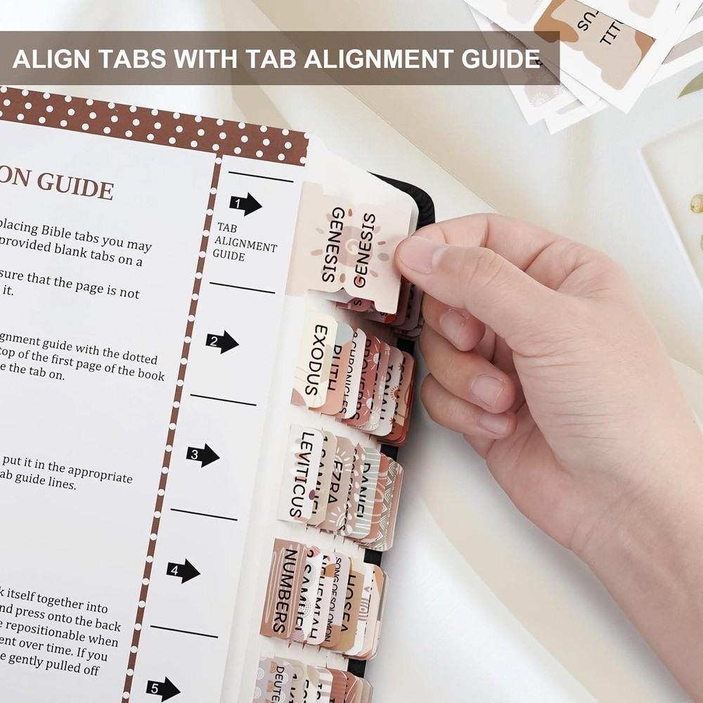 Laminated for Women & Men - Large Print Tabs for Study Bibles, Boho Theme for E
