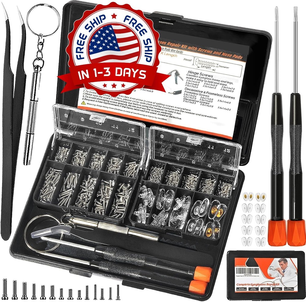 Kit De Reparacion De Gafas Version Mejorada Herramientas Reparacion Con 15 PCS.