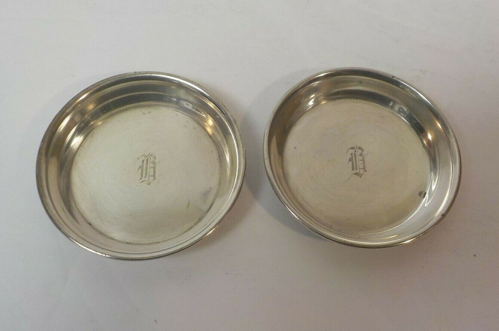 Pair Sterling Silver Butter Pats, Monogram "R"