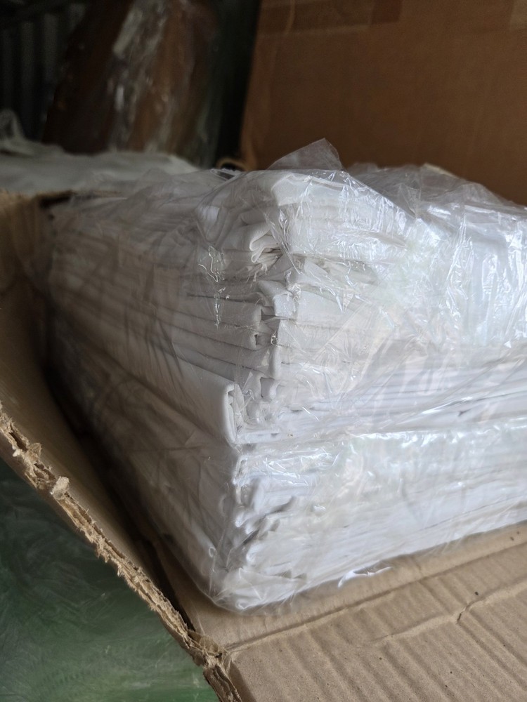 1 DOZEN. 54"x86", White Twin Flat Sheets 180 Thread Count Hotels, BULK LOT