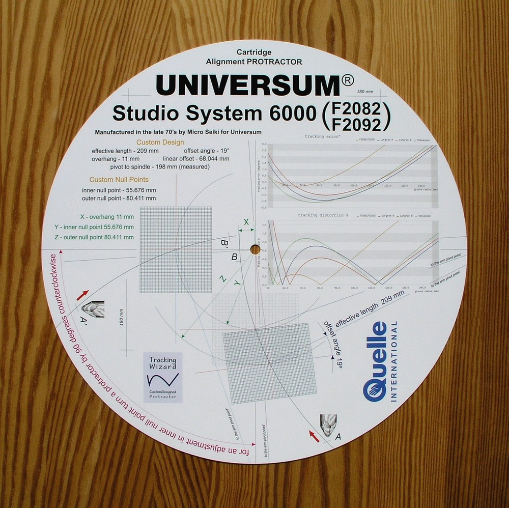 Universum Studio System 6000 Custom Designed Turntable Alignment Protractor