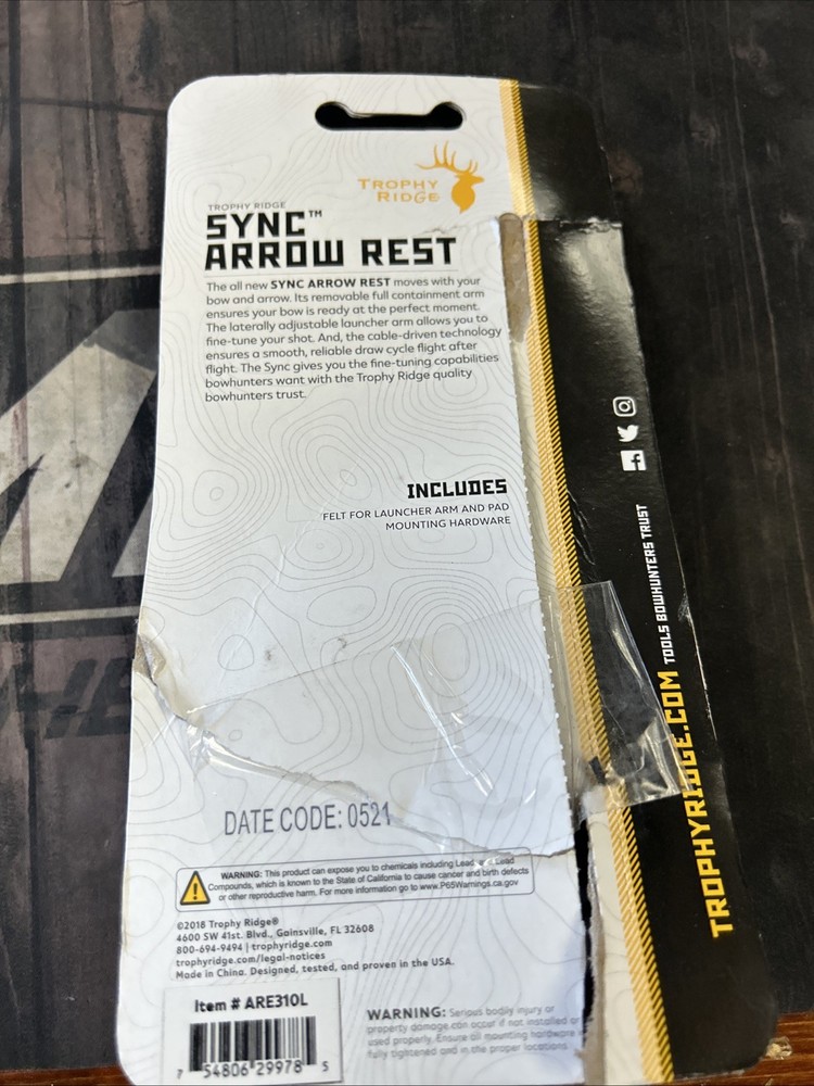 Trophy Ridge Sync Arrow Rest Left Hand