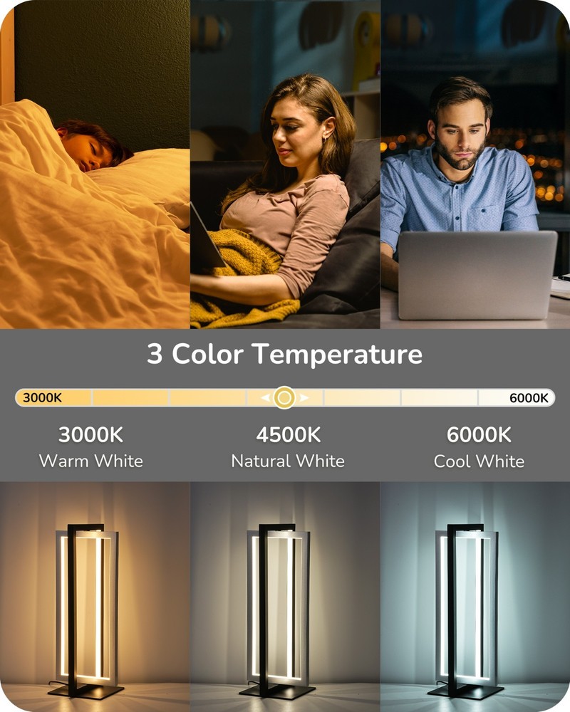 Modern LED Table Lamp, 750LM Stepless Dimmable Bedside Lamp, Adjustable