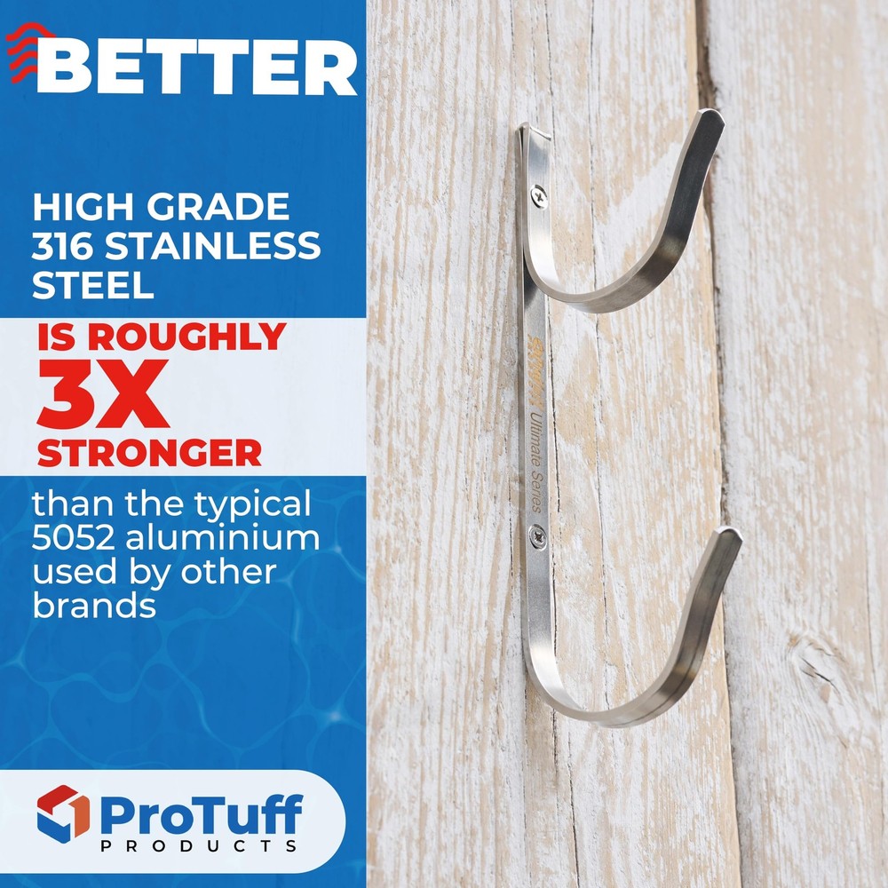 Pole Hanger Set 2 Pack Stainless Steel Hooks RustProof UVResistant