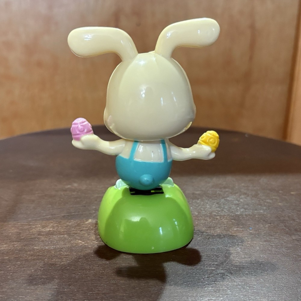 Solar Powered Dancing Bobblehead Figure Easter Bunny Tested Works