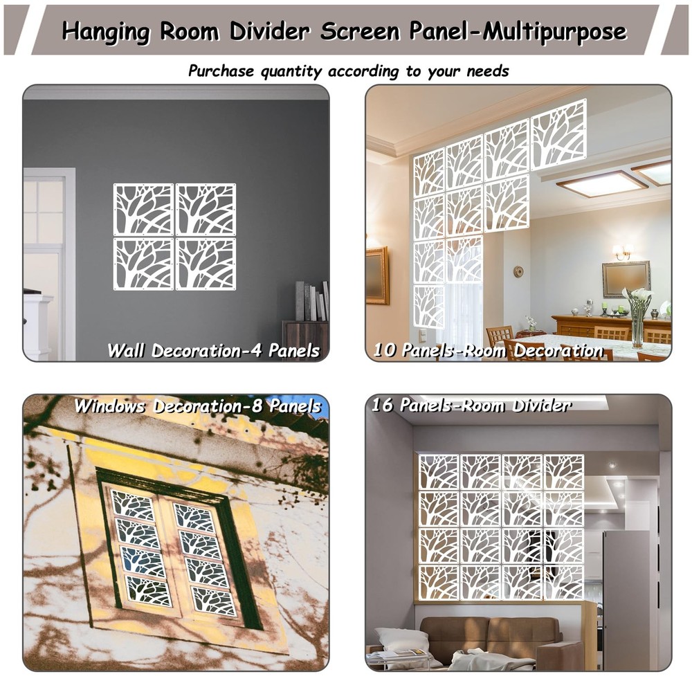 10 Pcs Wood-Plastic Hanging Room Divider Panel Thick Partition Screen