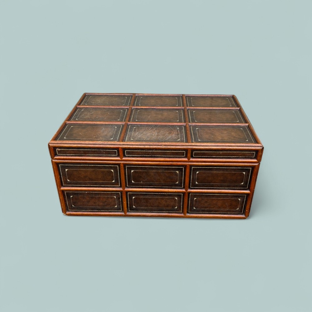 Maitland-Smith Trunk with Tooled Leather Inlay