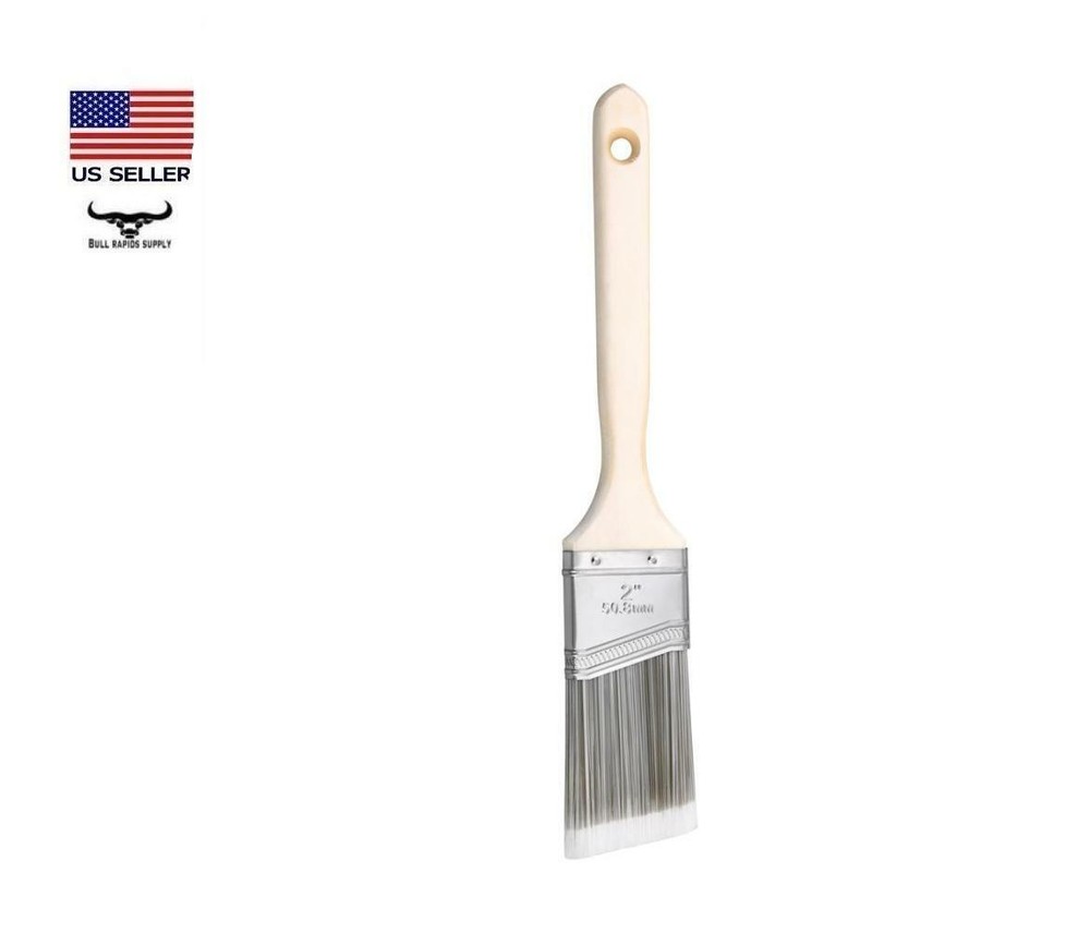 2-pack 2" Angled Sash Brush Synthetic Bristle Wood Handle All Paint & Surface
