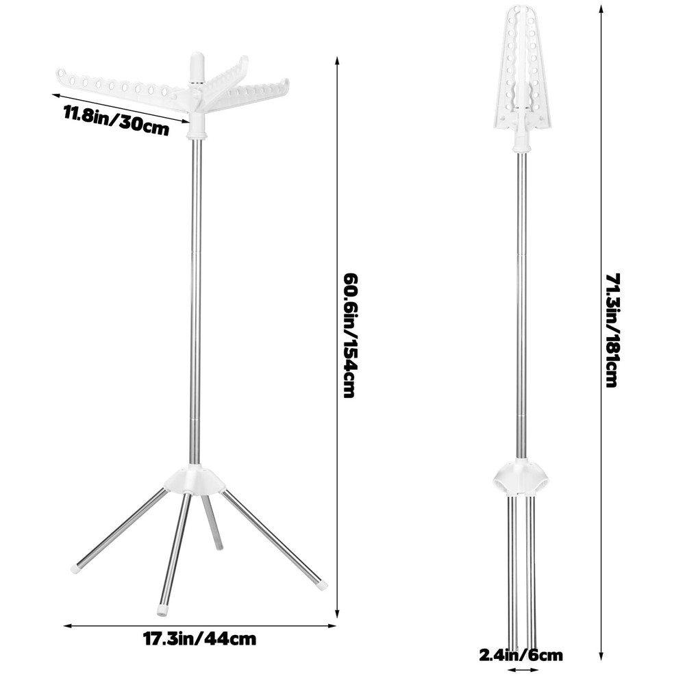 Rotatable and Foldable Clothes Drying Rack 59 Inch Laundry Drying Tree with 2...