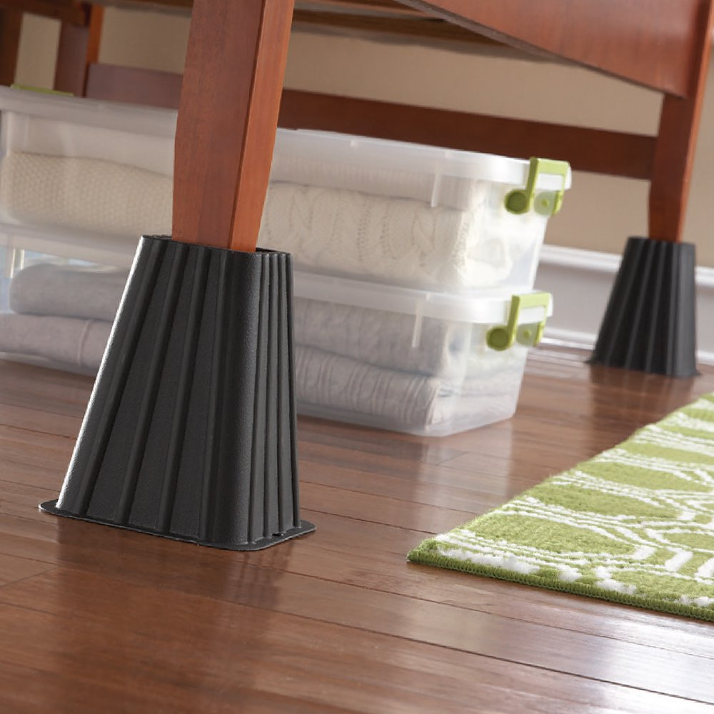 Heavy-Duty Tall Bed Risers Home Management Create Under Bed Storage Space 4-Pack