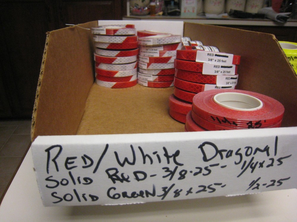 Solid RED Reflective Conspicuity Tape 3/8" x 25' Custom Cut