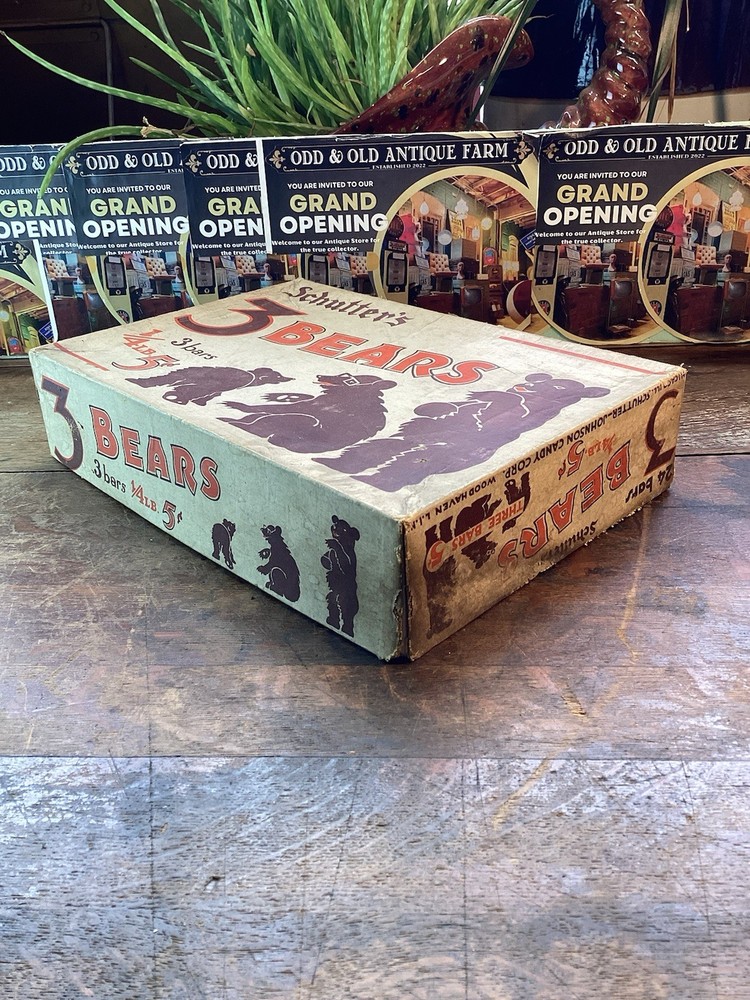 Vintage 3 Bears Candy Original Box 5 Cent Schutter Johnson Country Store Display