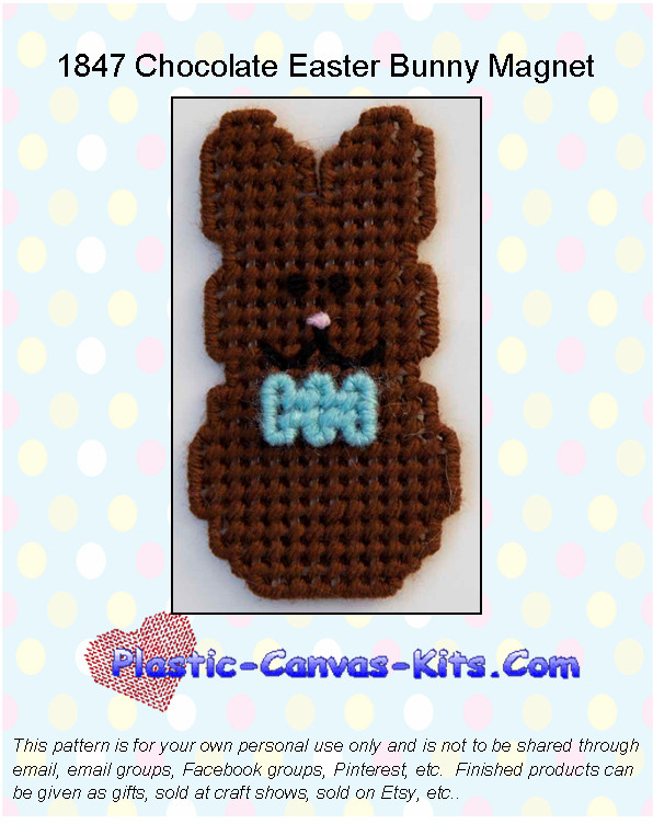 Chocolate Easter Bunny Magnet-Plastic Canvas Pattern/Kit