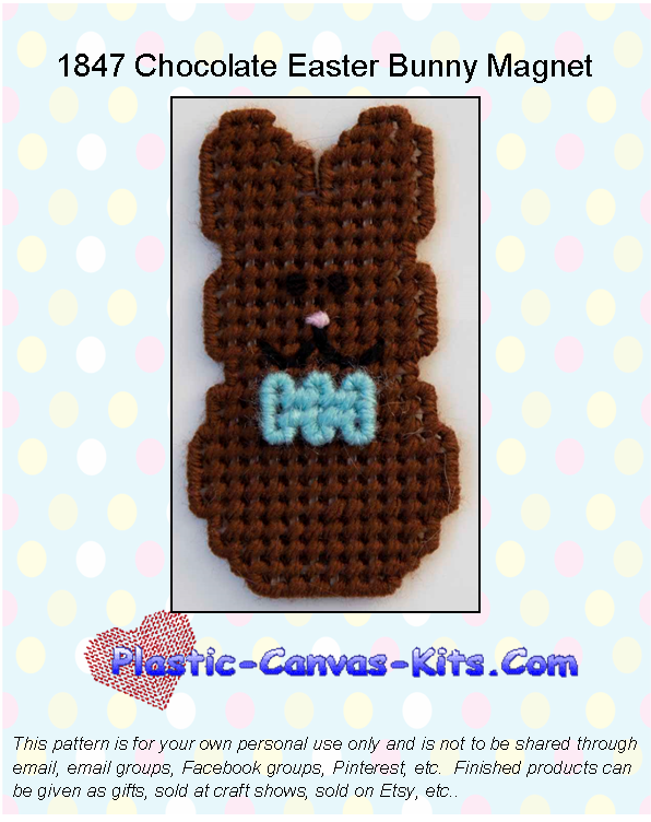 Chocolate Easter Bunny Magnet-Plastic Canvas Pattern/Kit