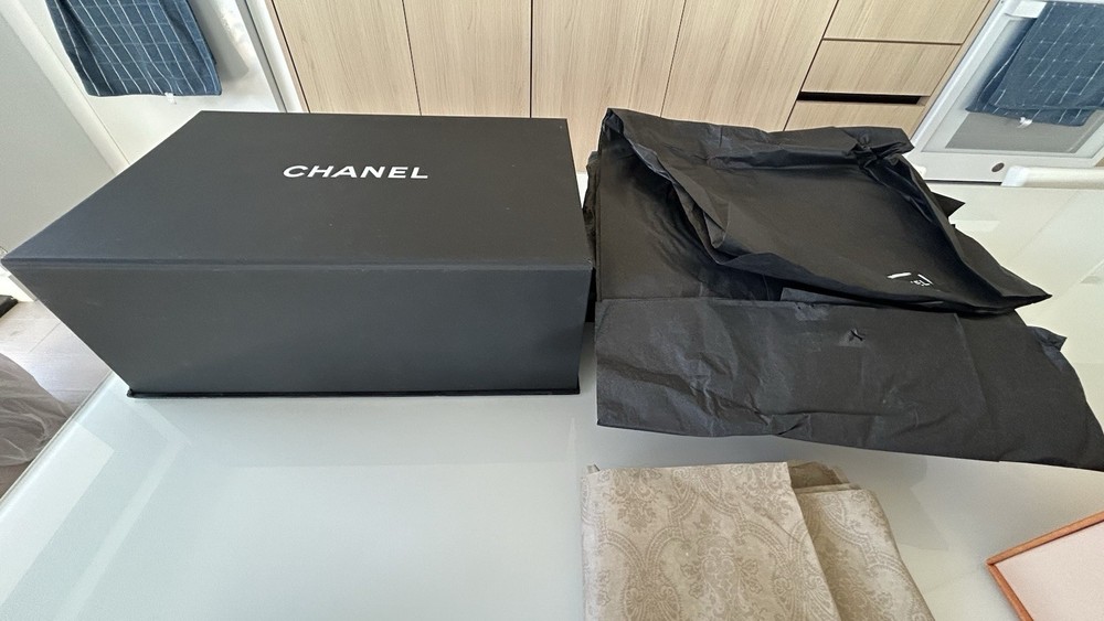 empty designer boxes - Chanel, Gucci, And Louis Vuitton. Various sizes