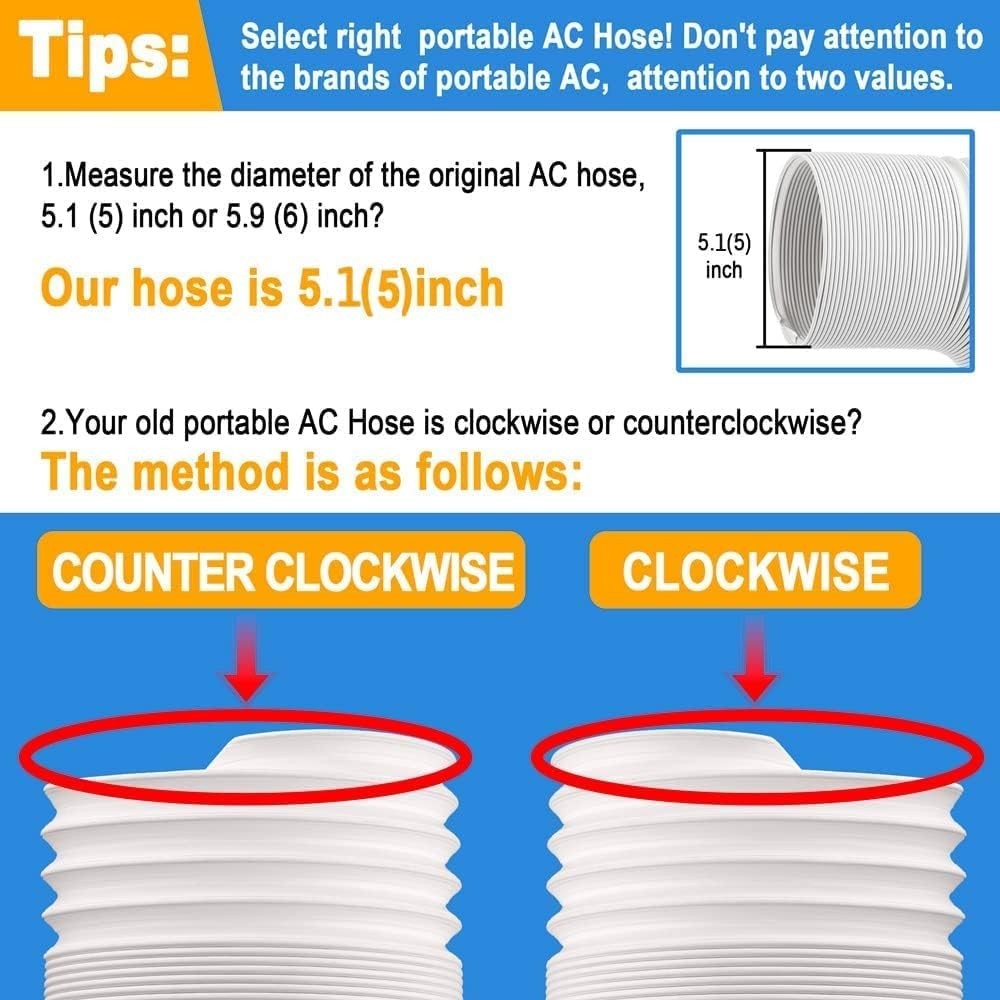 5.1'' Diameter AC Vent Hose, Maximum 78.7'' Length, High Temperature Resistant