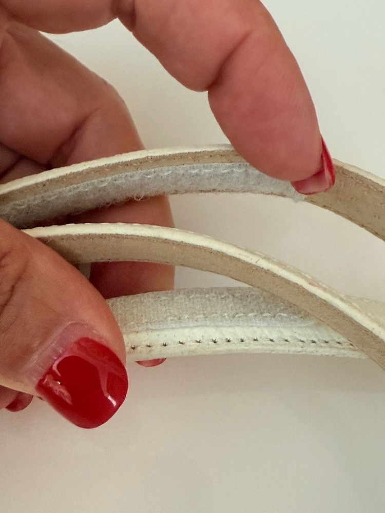 Terry Stack Size XL Minimalist Belt Off White Italian Leather Hook Loop Closure