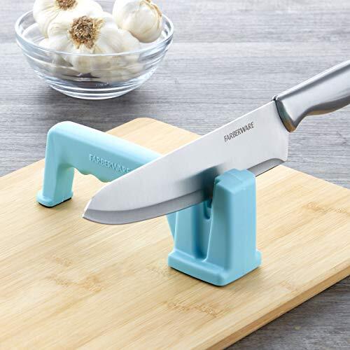 Farberware Edgekeeper Tabletop Kitchen Knife Sharpener, 7.5-Inch, Aqua
