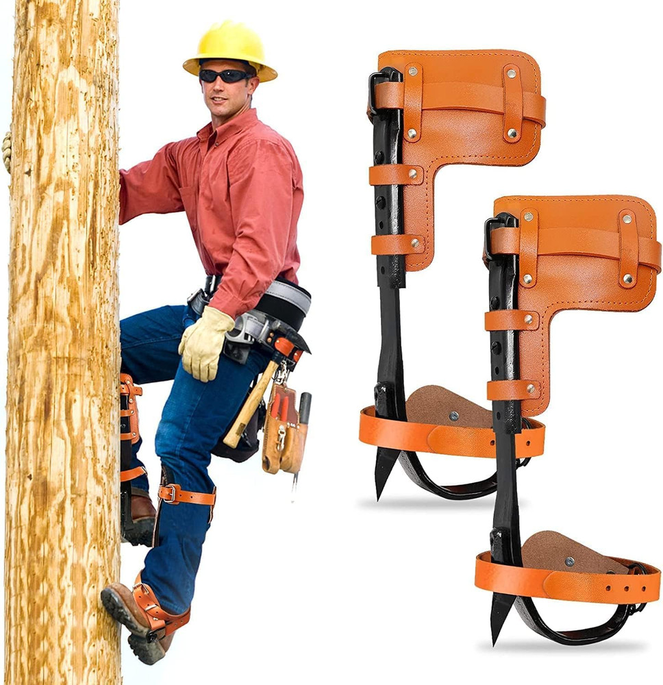 Tree Climbing Spikes Set Upgraded Leather Tree Climbing Tool Set with Harness Be