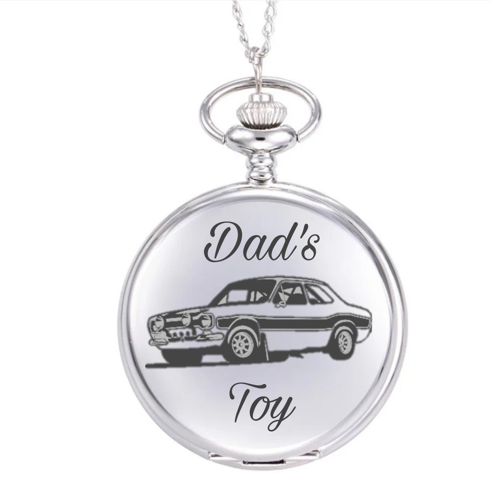 Pocket watch chrome gift box set personalised