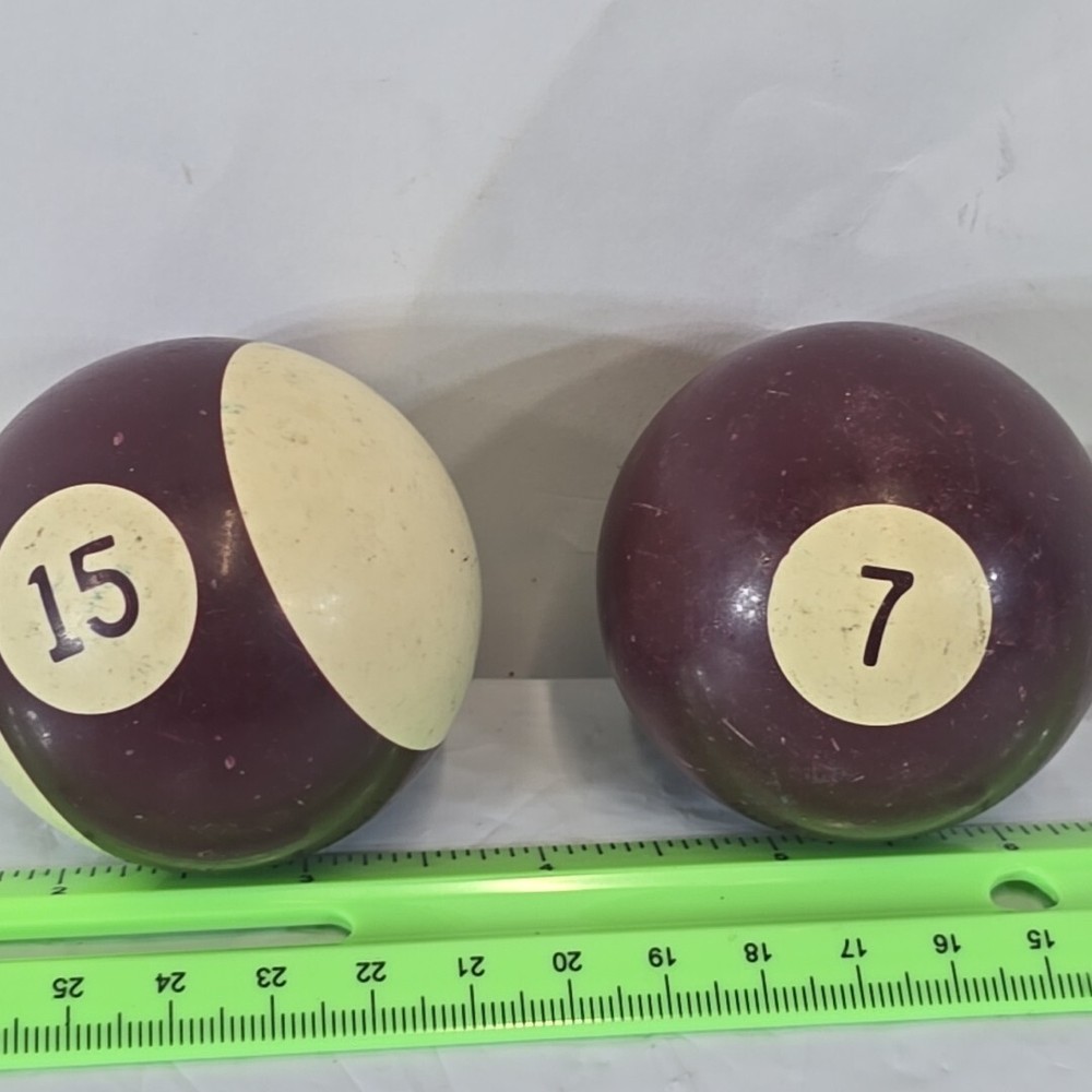 8 Vintage Replacement Pool Billard Balls 2 1/4" Diameter Vertical Stripes