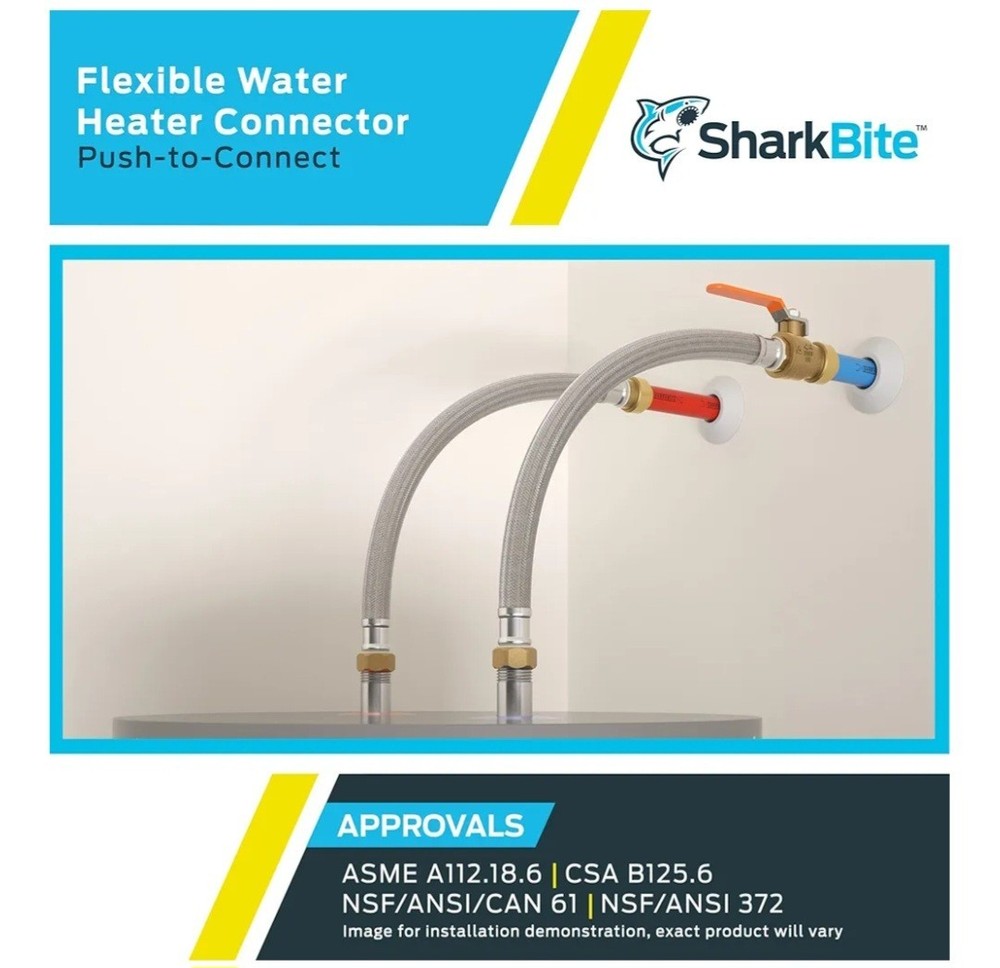 SharkBite U3088FLEX18BVLF Water Heater Connector 3/4 Ball Valve x 3/4 FIP x 18"