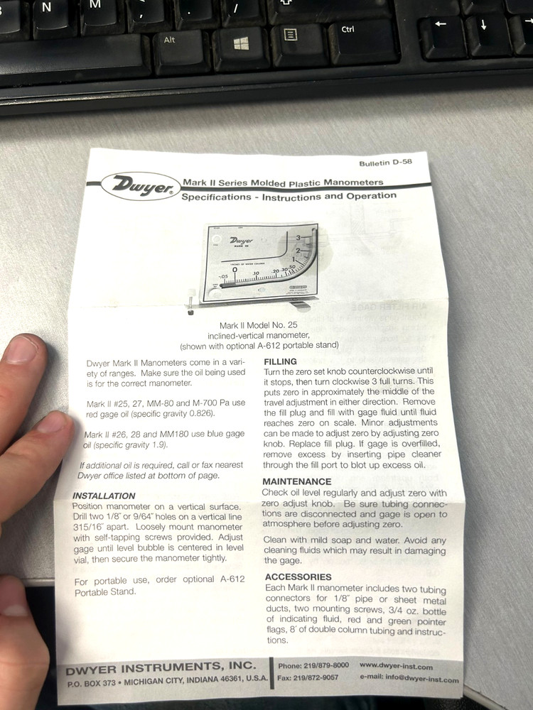 Dwyer Mark II Manometer MM-80