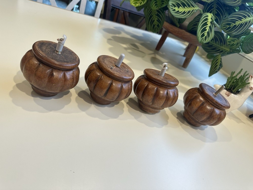 Four Vintage  Solid Wood Ottoman Feet