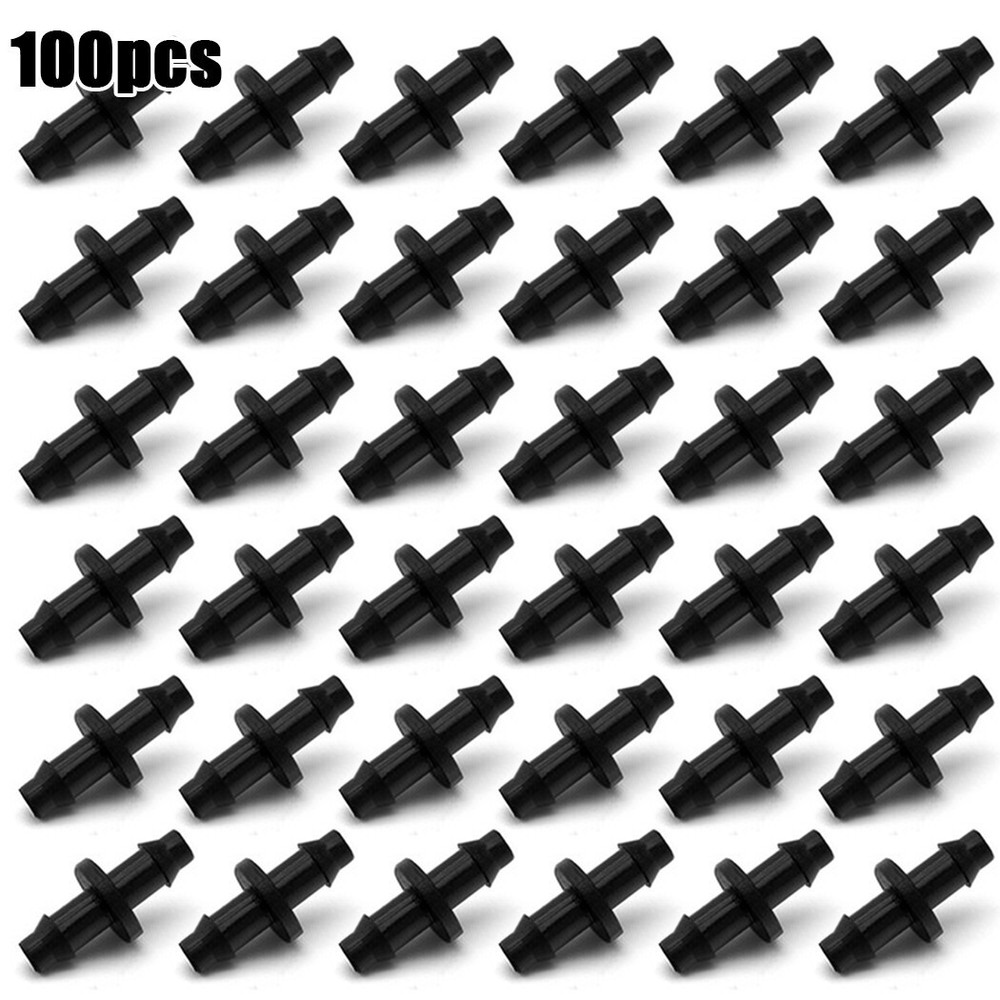 100 Pcs Drip Irrigation Barbed Fitting Connector Adaptor Coupling Hose Pipe 1/4