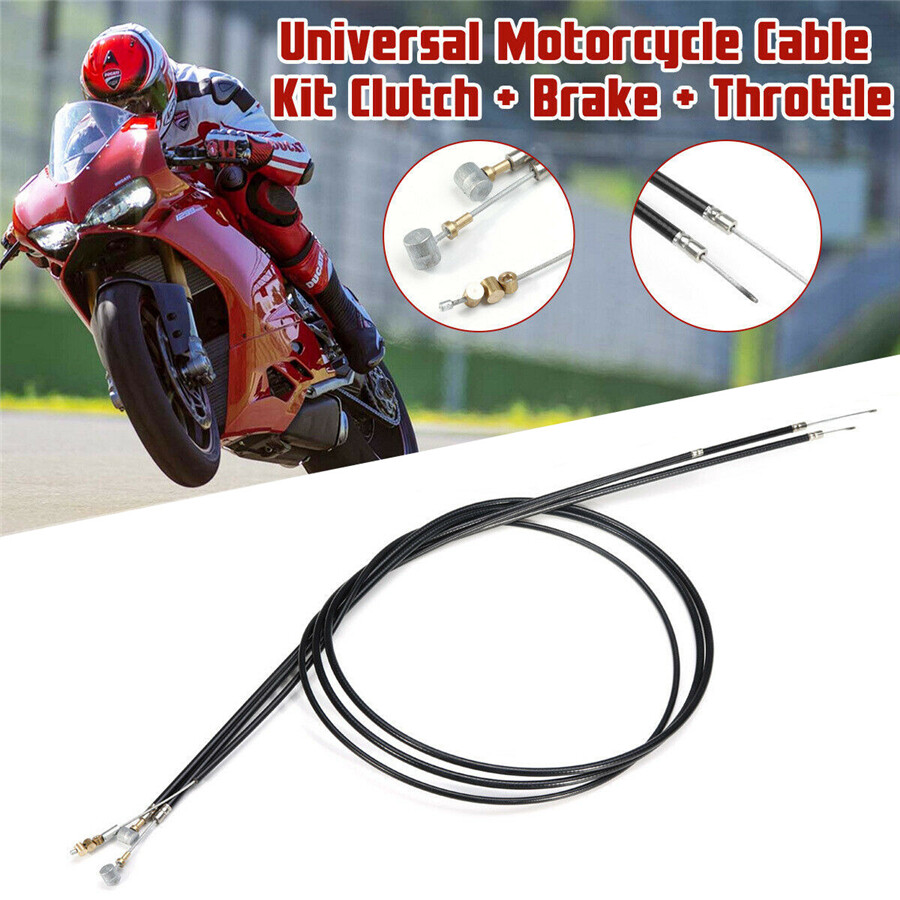 Black Universal Motorcycle Cable Kit Brake Cable+Clutch Cable+Throttle Cable Set