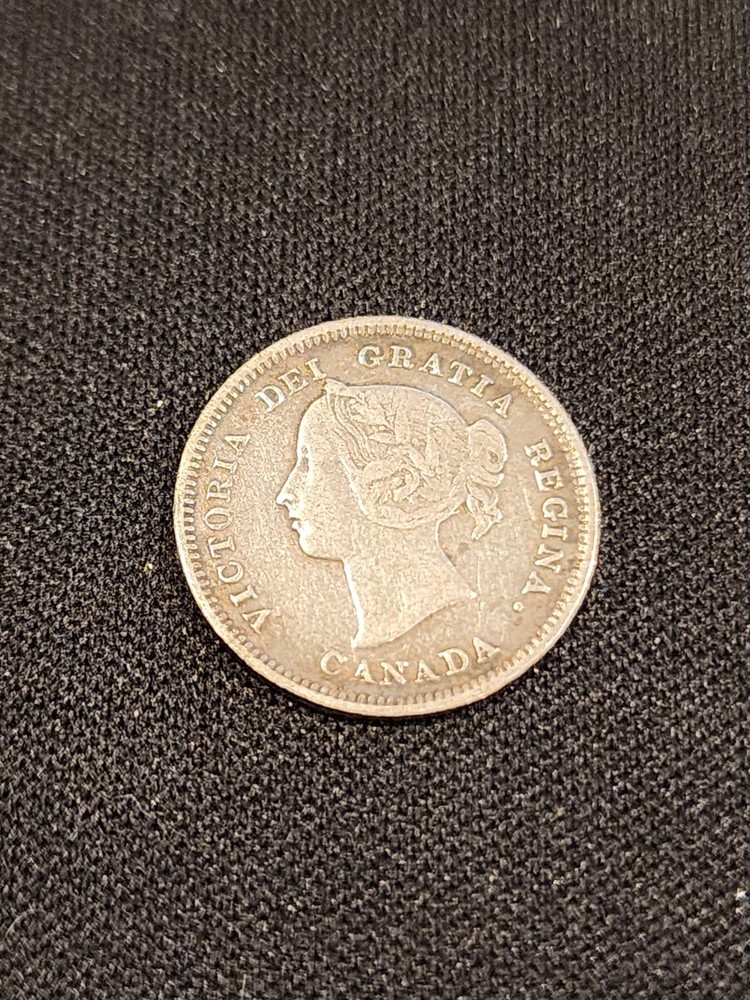 1886 Canada 5 Cents Large 6 Silver Coin