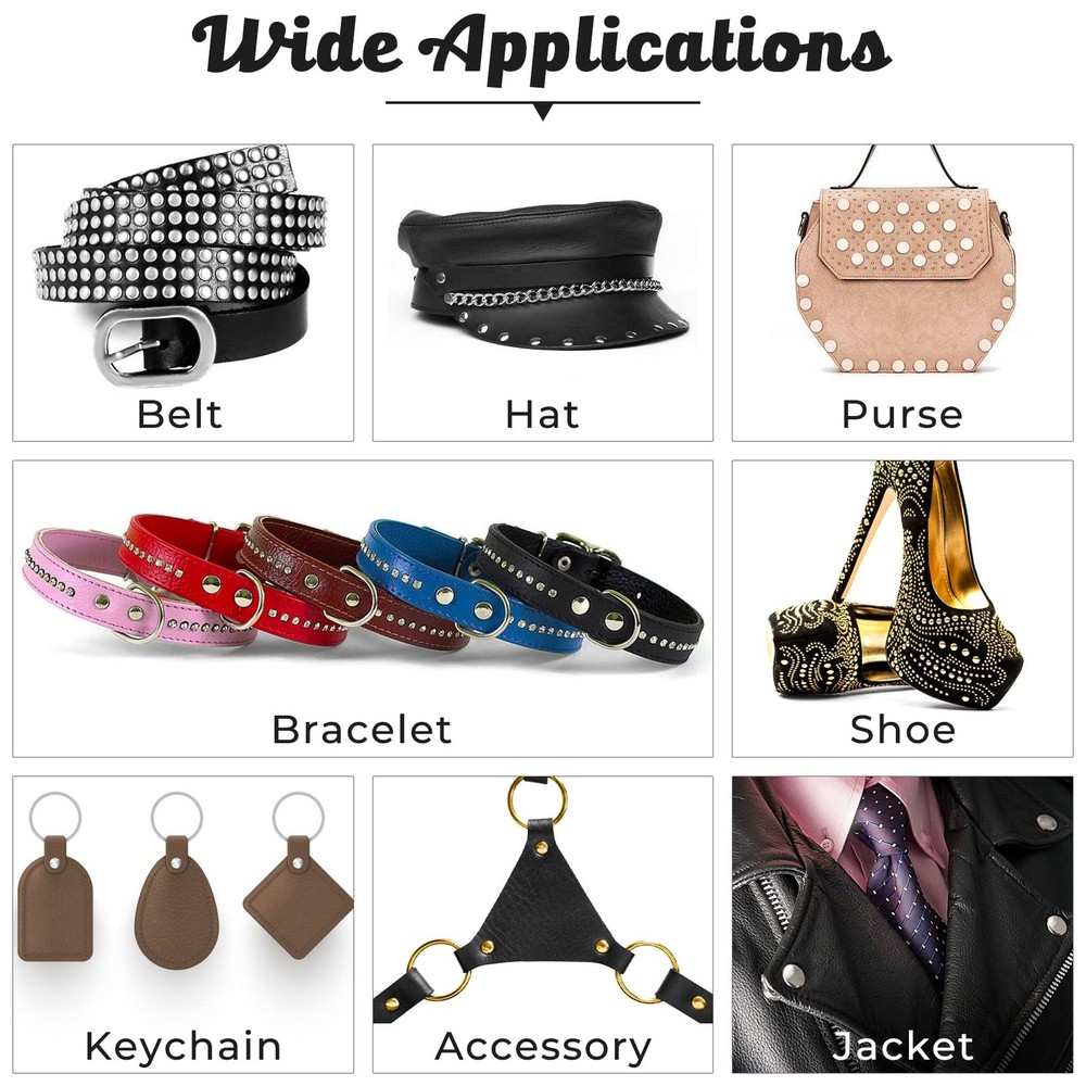 Leather Rivet Kit - 420 Sets, 4 Colors, 3 Sizes, Includes 3 Tools