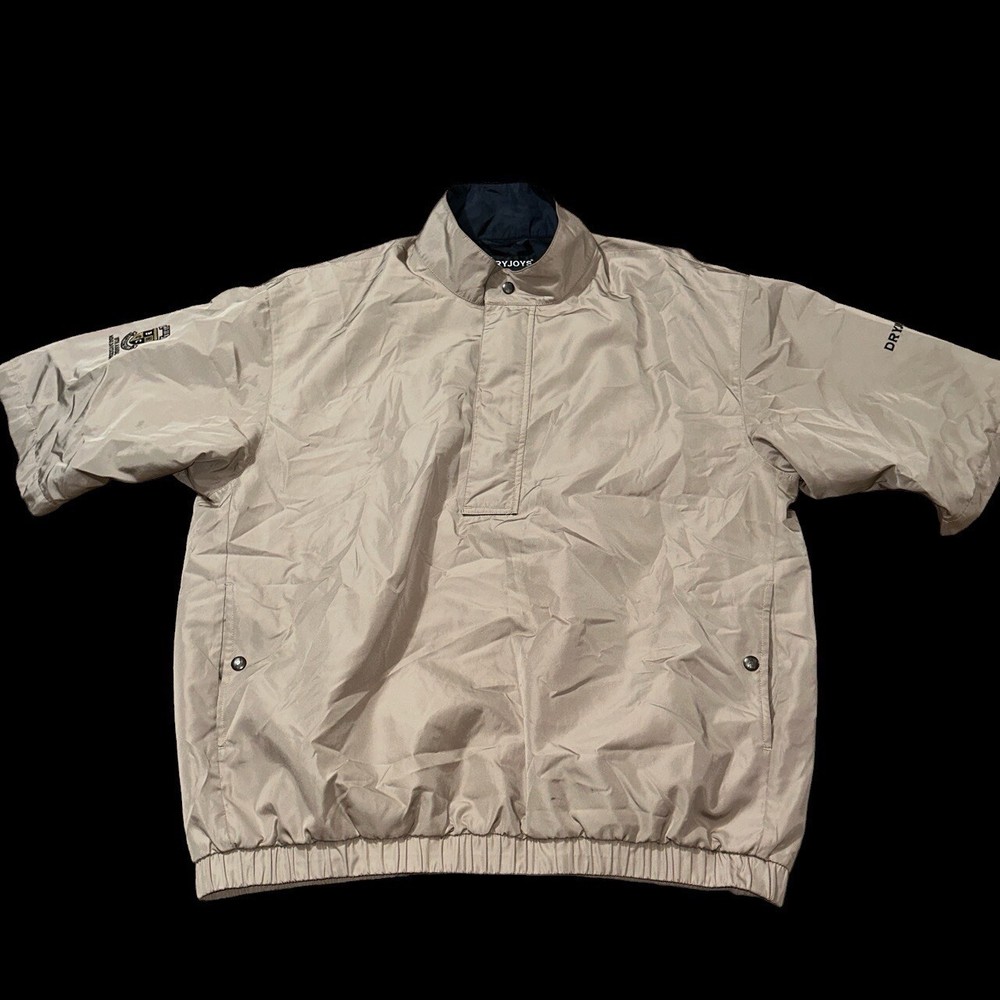 DryJoys By FootJoy golf jacket men Large tan short sleeve pullover windbreaker