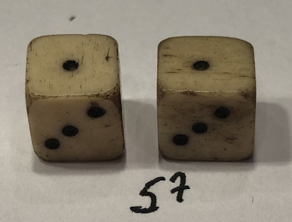vintage Pair Bone (Bovine) Dice 5/16”