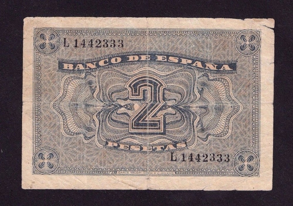 Spain 2 Pesetas 1938 P-109a G