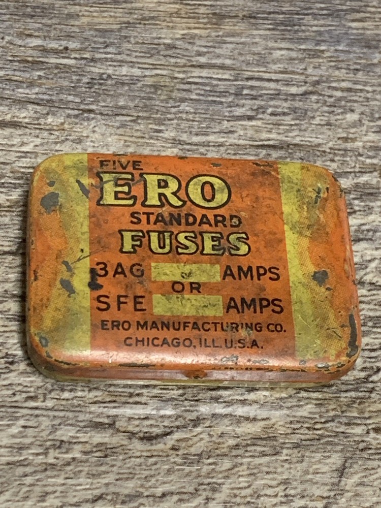 ERO Five Standard Fuses Empty Hinged Tin Box