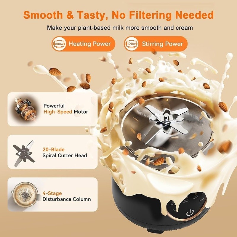 10-in-1 Nut Milk Maker Soy Milk Machine Automatic Blender W/ Cleaning Function