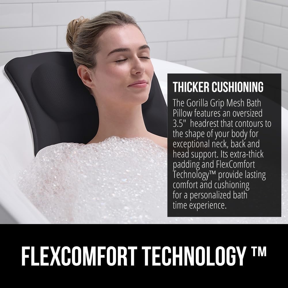 Flexible Ergonomic Bath Pillow with Oversized Headrest - Spa Experience at Home