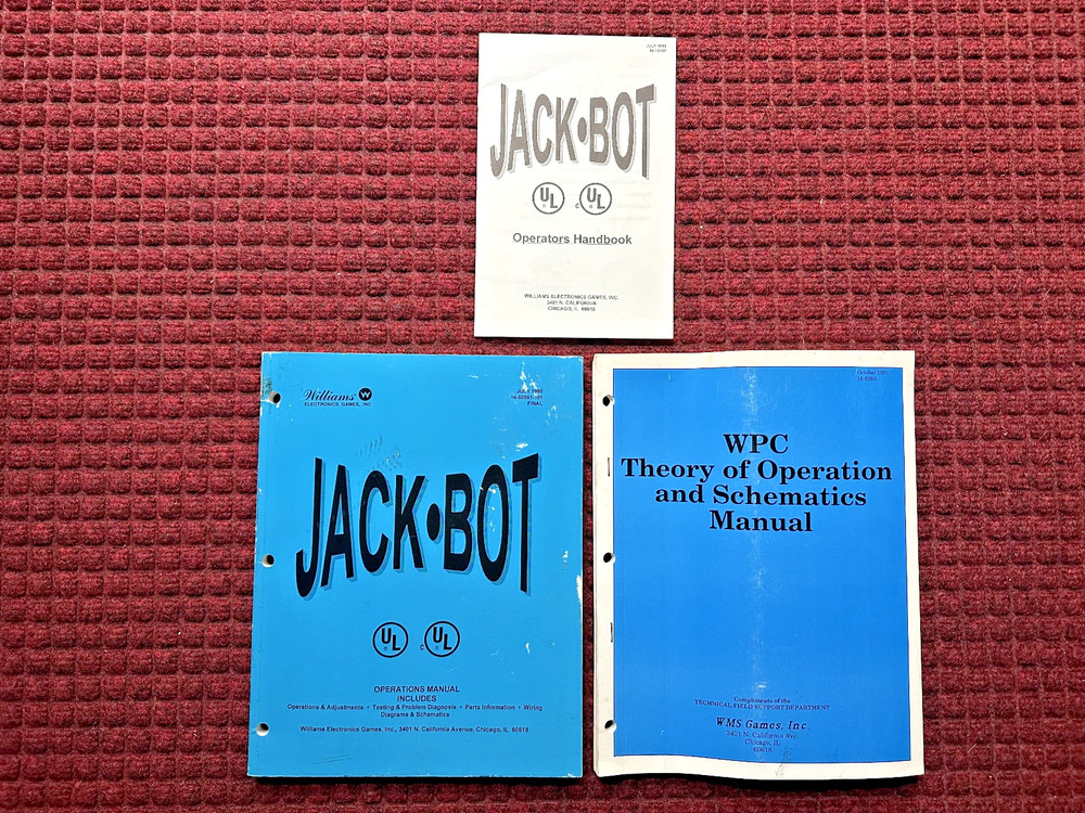 Williams Jack Bot Pinball Manual + WPC Schematic + Operators Handbook - Original