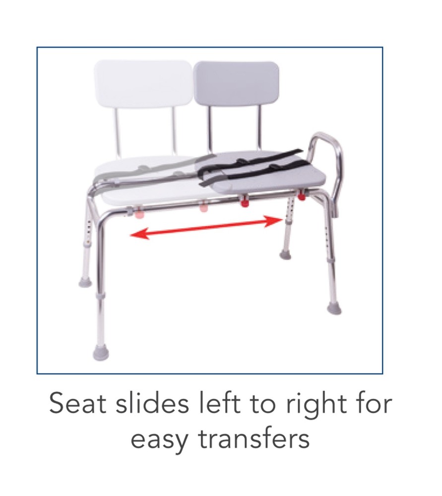 Sliding Transfer Bench Molded Seat Back Bath Stool Tub