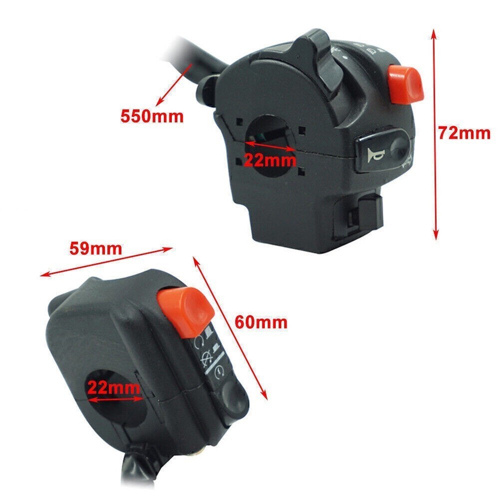 7/8" 22MM Motorcycle Horn Button Electric Start Handlebar Controller Switch