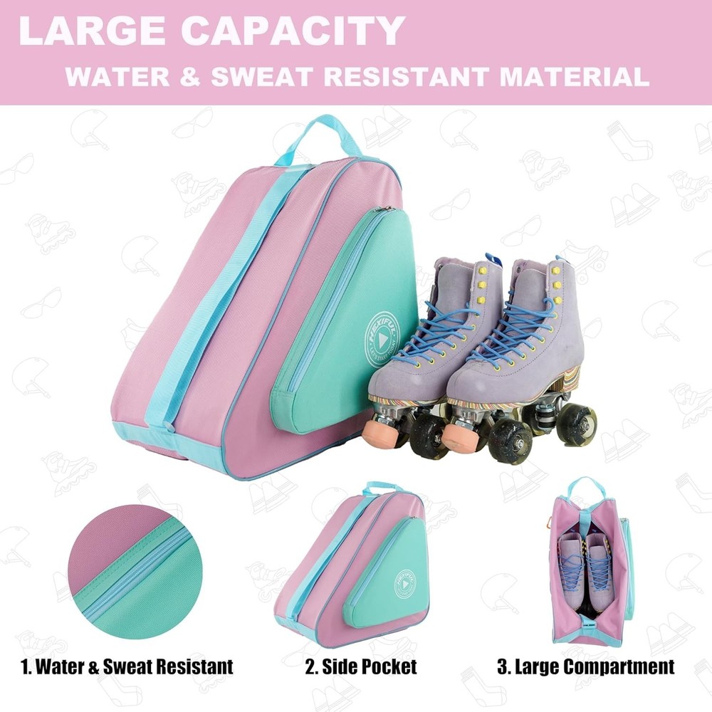 Soft Shell Skate Bag for Ice, Inline & Quad Skates - Easy Carry, Multiple Colors